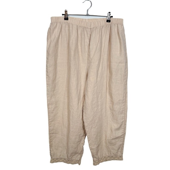 J. Jill Pants - J. Jill 100% Linen Crochet Hem Relaxed Pants